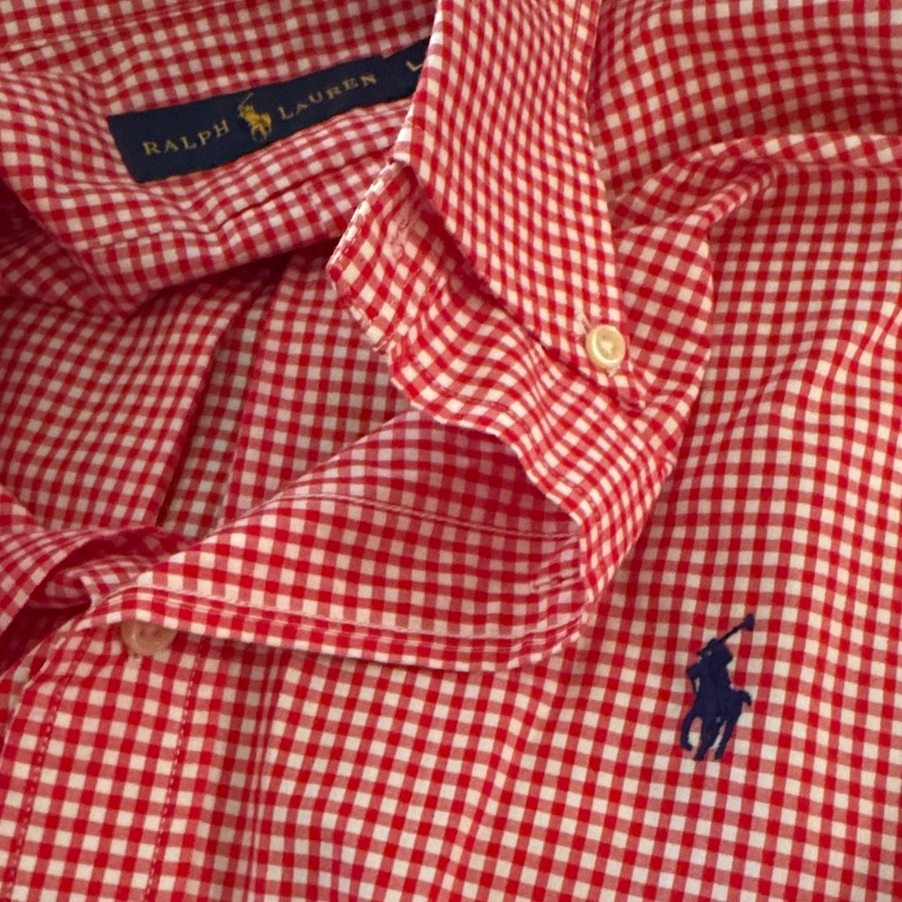 Ralph Lauren Red and White Gingham Men's Shirt